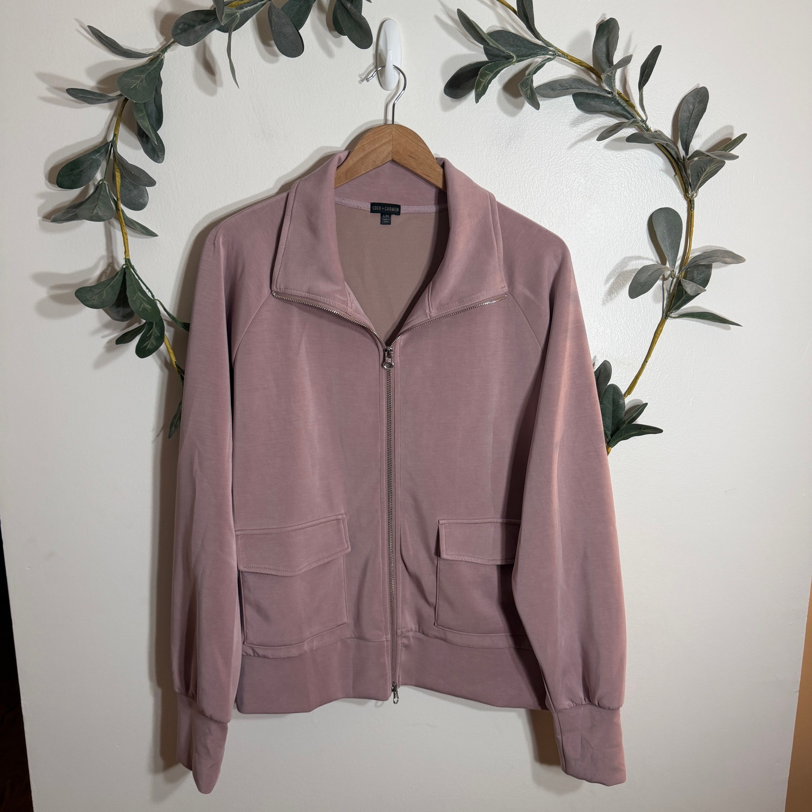 Coco + Carmen Mauve Full Zip Sweatshirt